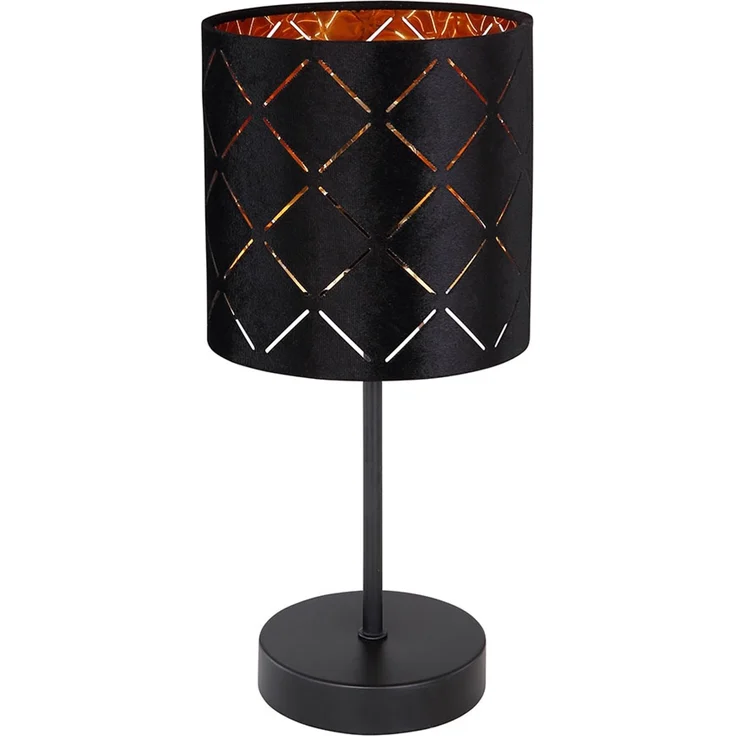 LED Tischleuchte, Dekorstanzungen, Samt, schwarz, H 35 cm – Bild 6