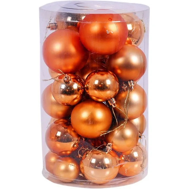 Mojawo Weihnachtsbaumklammer 30tlg. Christbaumkugeln / Weihnachtskugeln orange Ø 4/5/6/7cm