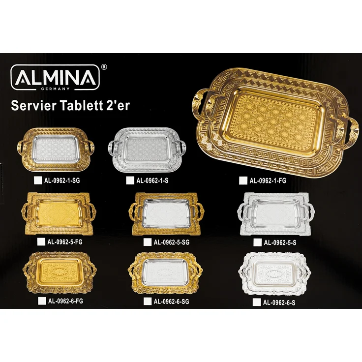 2er-Set Serviertabletts aus hochwertigem 18/10 Edelstahl – Funktionalität trifft auf Eleganz Motiv 1 Silber/Gold – Bild 5