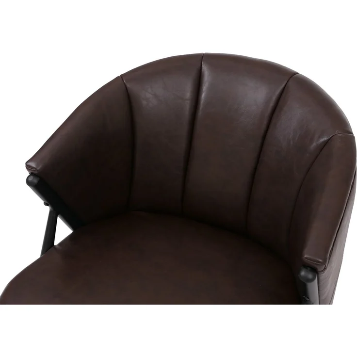 Sessel HWC-P30, Polster-/Cocktail-/Clubsessel Lounge Chair Vintage Retro Industrial Metall Kunstleder ~ dunkelbraun – Bild 7