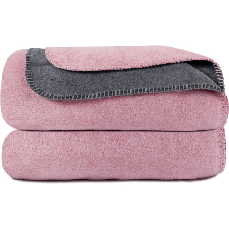 ZOLLNER Kuscheldecke in Wendeoptik, 150x200 cm, rosa-grau – Bild 1