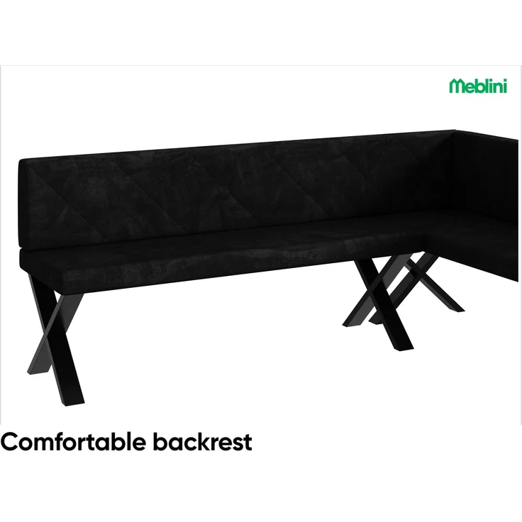 MEBLINI Eckbank für Esszimmer - Küchenbank - Essecke - Sitzecke Küche - ERIC - X-Beine 142x196x87cm Rechts - Graphit Samt – Bild 5
