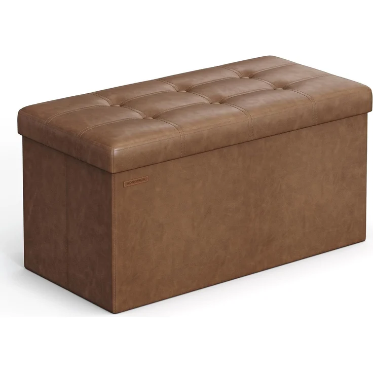 Songmics Sitzhocker mit Stauraum, klappbare Sitzbank, 38 x 76 x 38 cm Fußbank, Aufbewahrungsbox, bis 300 kg belastbar, für Wohnzimmer Schlafzimmer Flur, kaffeebraun LSF040K11 – Bild 1