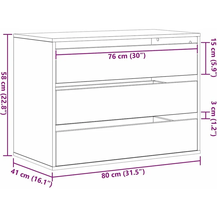vidaXL Schubladenschrank Schwarz 80 x 41 x 58 cm Holzwerkstoff 868902 – Bild 12