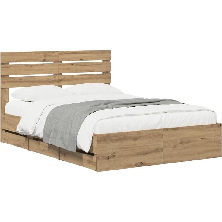 vidaXL Bed Frame with Storage and Headboard Artisan Oak 160 x 200 cm 3445811 – Bild 2