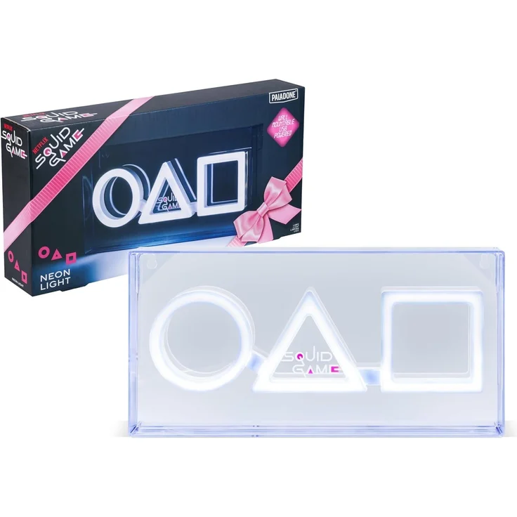 Squid Game LED Logo Neon Light - Offiziell lizenzierte Ware, Acryl freistehende oder wandmontierbare ikonische Form Lichter, Gaming Zimmer Dekor für Netflix Fans, Nachtlicht Geschenk für Schlafzimmer – Bild 1