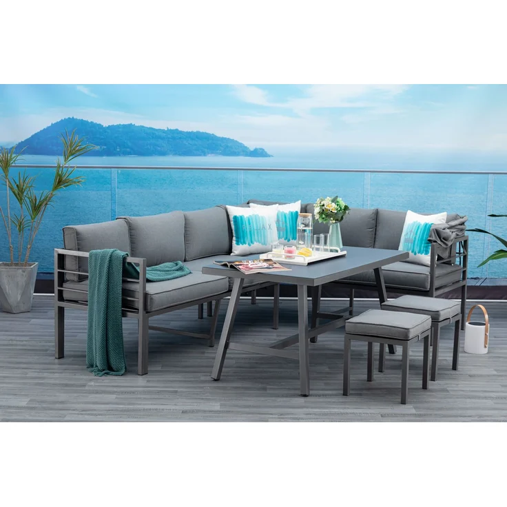 Mandalika 'Sheffield' Dining-Ecklounge 3-in-1, mit Sonnendach, grau/anthrazit – Bild 8