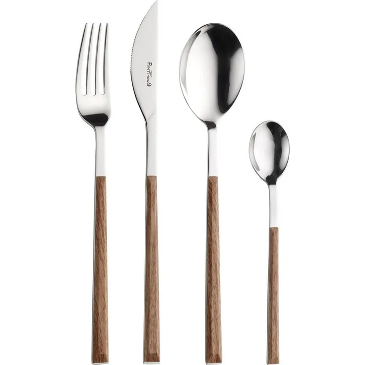 PINTINOX Besteck-Set Sushi (24-tlg), 6 Personen, Edelstahl 18/0, mit Kunststoffgriff in Holz-Optik