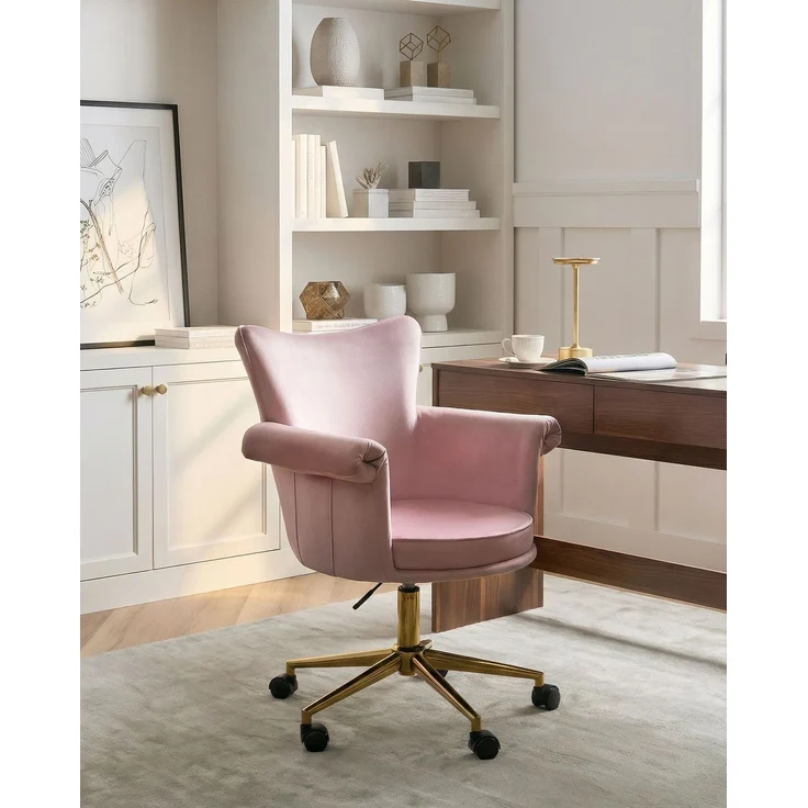 Schreibtischstuhl VELENCIA Samtstoff Pastellrosa – Bild 3