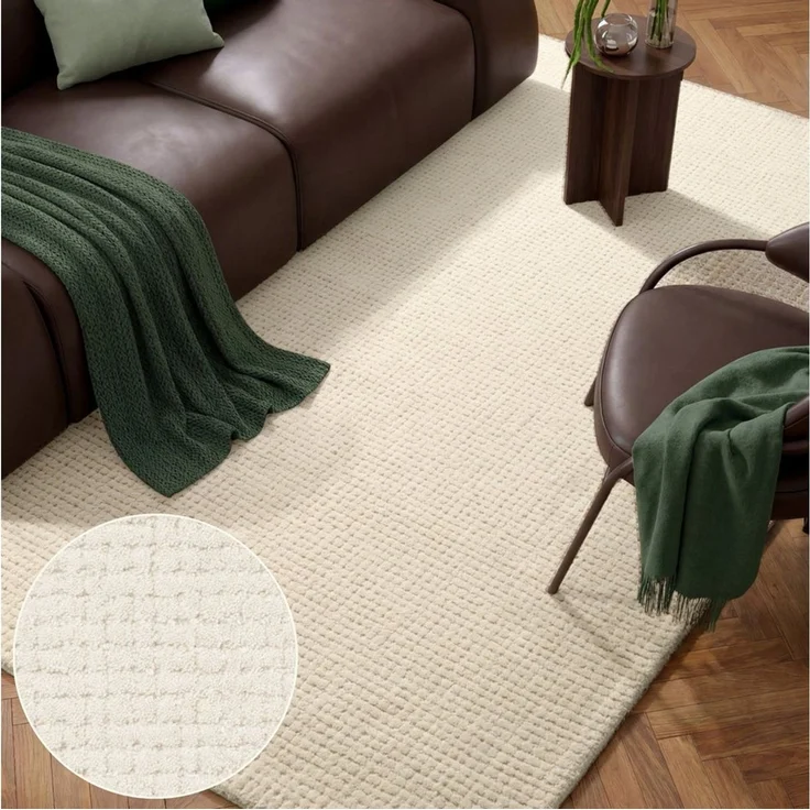 HANSE Home Wollteppich Eloise, rechteckig, Höhe: 17 mm, Wolle, Naturteppich, Handgemacht, Wohnzimmer, Schlafzimmer, Hygge – Bild 1