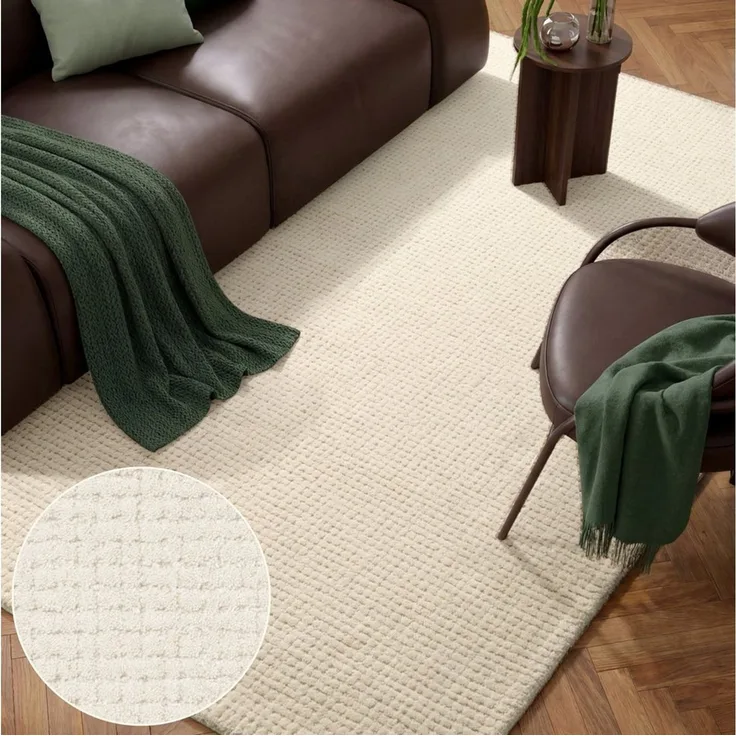 HANSE Home Wollteppich Eloise, rechteckig, Höhe: 17 mm, Wolle, Naturteppich, Handgemacht, Wohnzimmer, Schlafzimmer, Hygge