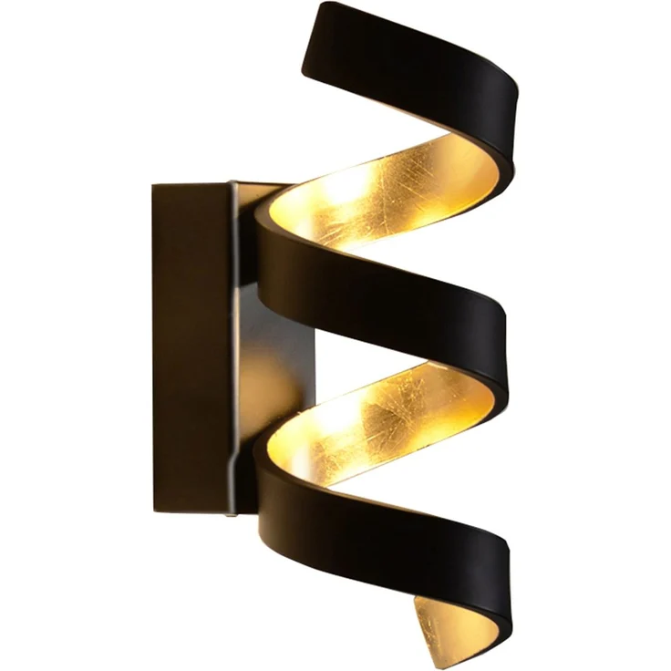 Ausgefallene LED Wandleuchte HELIX Schwarz / Gold, Höhe 26cm – Bild 2