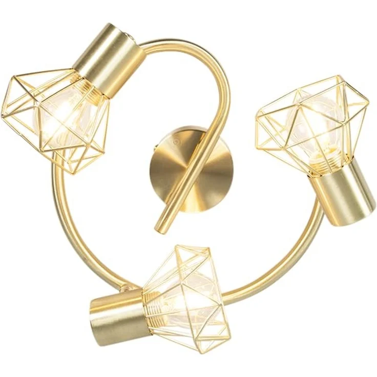 Qazqa LED Aufbaustrahler Mosh, ohne Leuchtmittel, E14, Messing, Modern, Stahl, 3-flammig – Bild 6