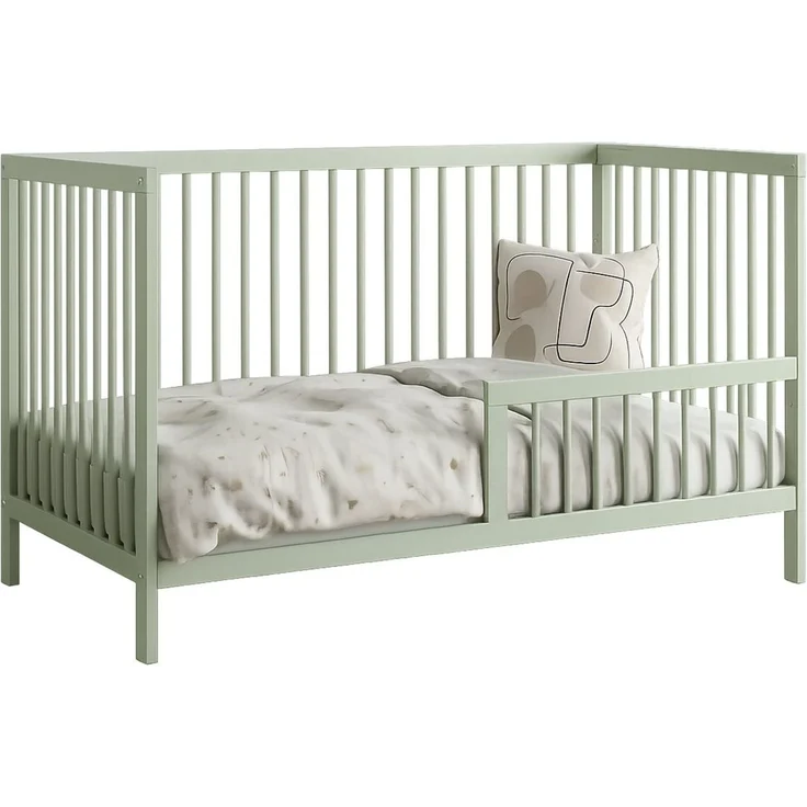 Kids Collective Babybett Kinderbett Gitterbett Baby Bett mit Rausfallschutz 60x120 70x140, stabiles Buchenholz, made in Europe 60x120 cm Grün – Bild 2