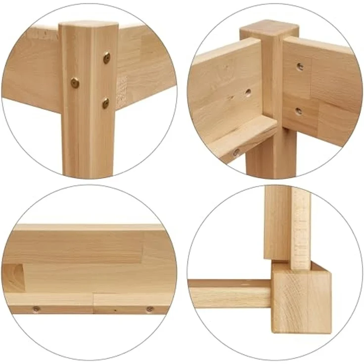 ERST-HOLZ Massivholzbett Stabiles Doppelbett 140 x 200 cm Bettrahmen Buche Massiv, Buche farblos lackiert – Bild 6