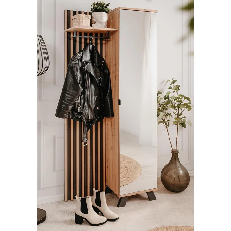 Kompaktgarderobe Madem in Artisan Eiche und Anthrazit 80 x 190 cm – Bild 9