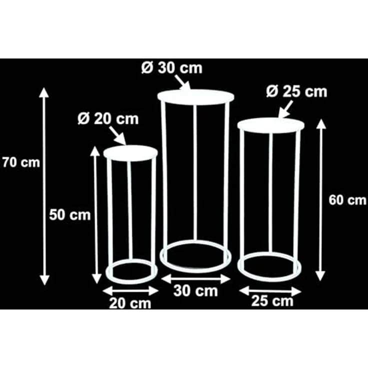 DanDiBo Blumenhocker Metall Weiß Rund Blumenständer Beistelltisch 96483 3er Set Blumensäule Modern Pflanzenständer Pflanzenhocker – Bild 2