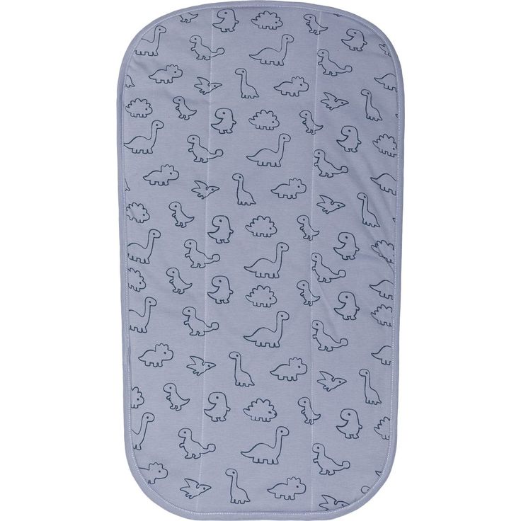 Fillikid Frotteelauflage für Wickelmulden 60 x 36 cm, saugfähiges Frotteematerial, wendbares Design, Dino-Motiv, Blau