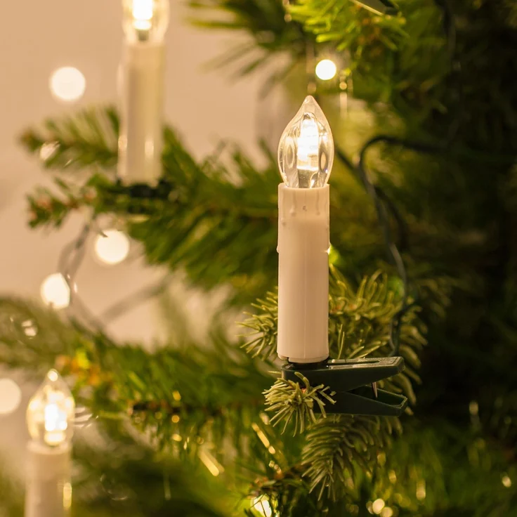 Lights4fun LED-Christbaumkerzen 50er LED Weihnachtsbaumkerzen Lichterkette – Bild 1