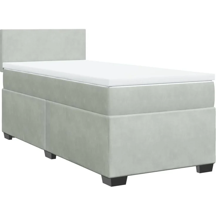 vidaXL Boxspringbett mit Matratze Hellgrau 90x190 cm Samt 3288480 – Bild 3