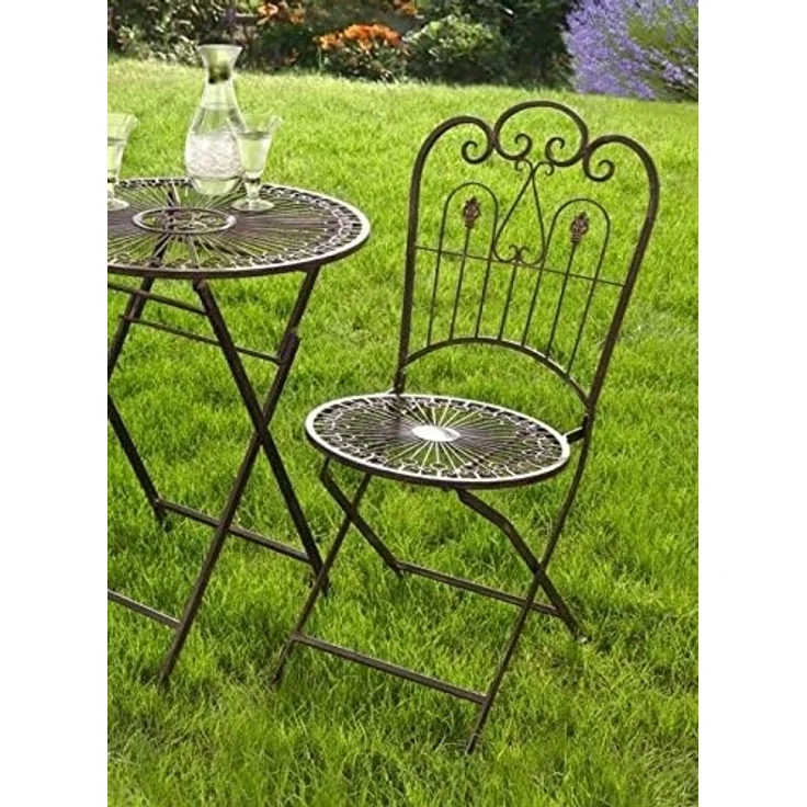 Metall Klappstuhl "Provence" im Antik Design, Gartenstuhl, Balkonstuhl – Bild 2