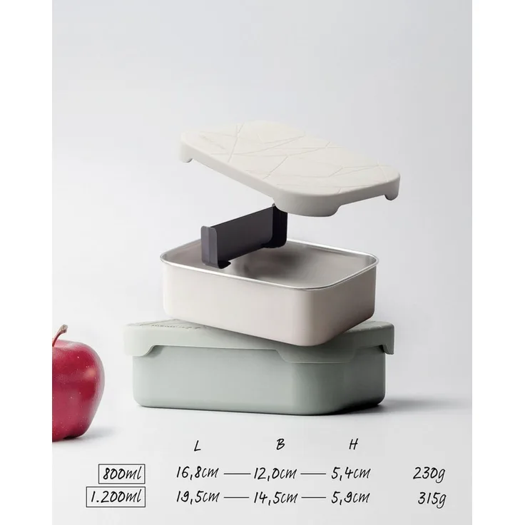 MAMEIDO Lunchbox, Edelstahl, Kunststoff, Silikon, mit flexiblem Trenner, 2 Fächern & Silikondeckel in 800 ml & 1200 ml