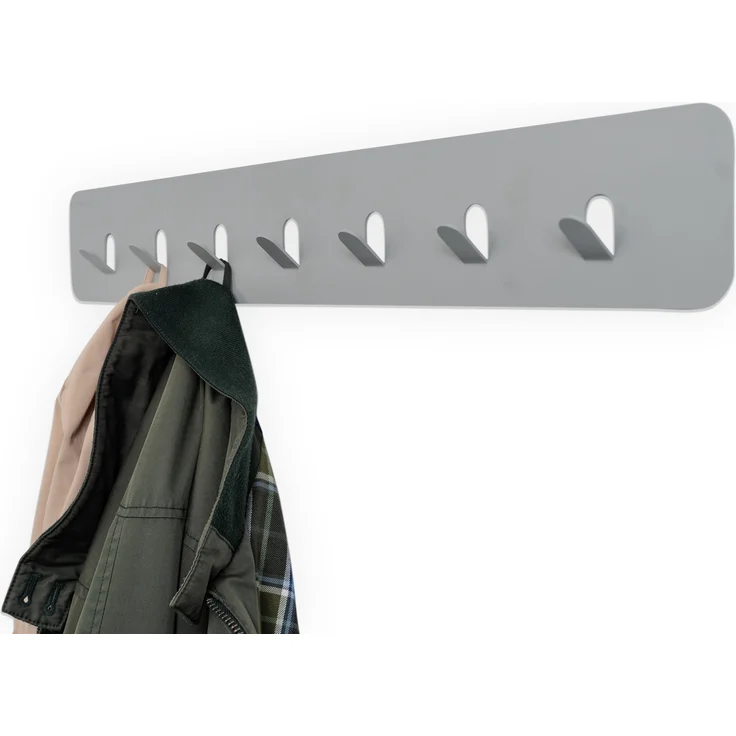 Garderobenleiste >Tilly 3< 7 Haken, in grau, Metall - 70x10x3cm (LxHxT) – Bild 3