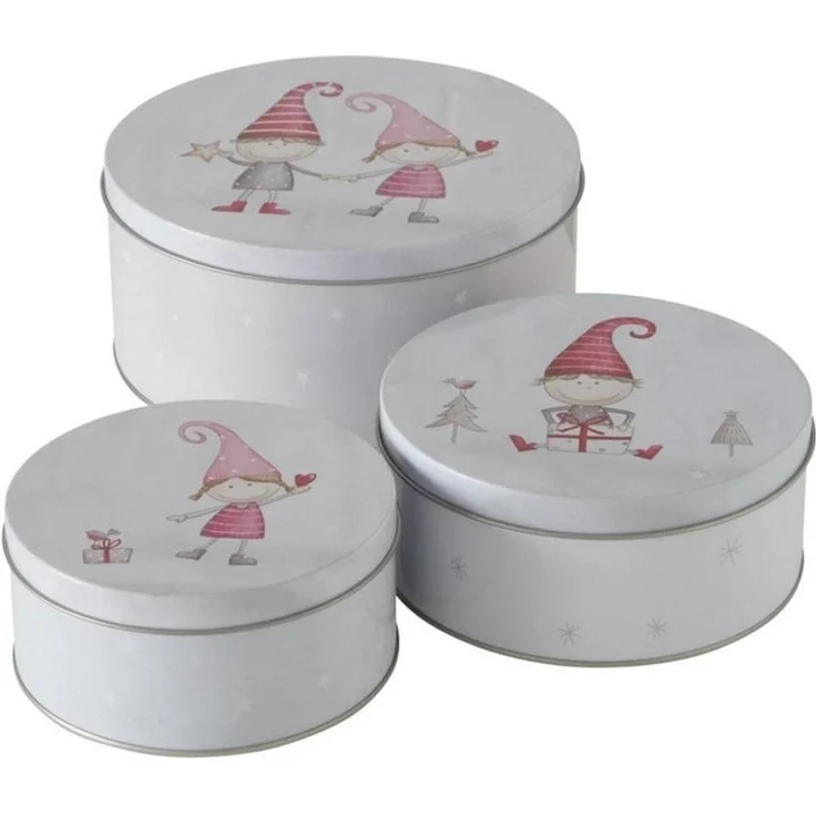 BOLTZE GRUPPE GmbH Keksdose CasaJame 3er Set Metall Keksdose Plätzchendose rund Wichtel Kinder V24, (3-tlg) – Bild 4