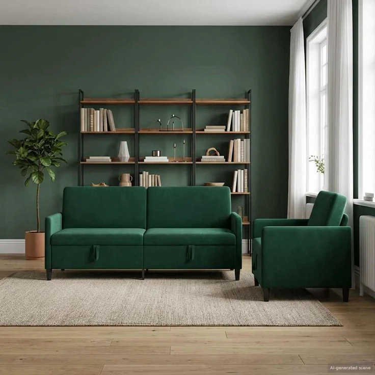 vidaXL Sofa Set mit Stauraum 2 stk. Dunkelgrün Polyester 3429248 – Bild 1