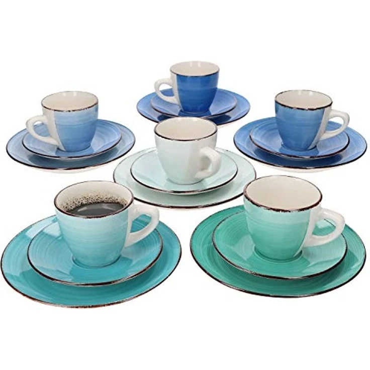 MamboCat Kaffeeservice 18tlg. Kaffeeservice Blue Curacao 6 Personen in Blau-Tönen, Steingut – Bild 1