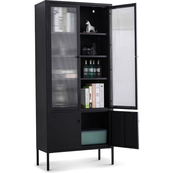 Coemo Vitrine Tokio aus Metall mit Glastüren Schwarz – Bild 1