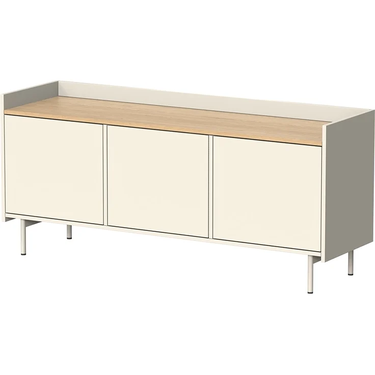 Lowboard Velina Creme 140 x 63 cm mit 3 Türen Vicco – Bild 1