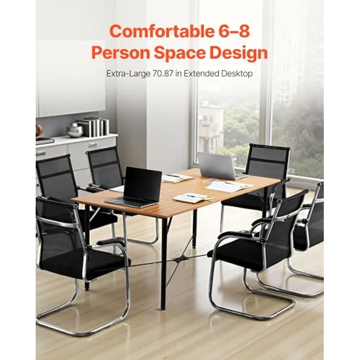 VEVOR Konferenztisch Besprechungstisch für 6-8 Personen 180x90 cm (L x B) rechteckiger Kombinationsschreibtisch Meetingtisch Mehrzwecktisch Pausentisch mit Metallbeinen für Büro Konferenzraum – Bild 5