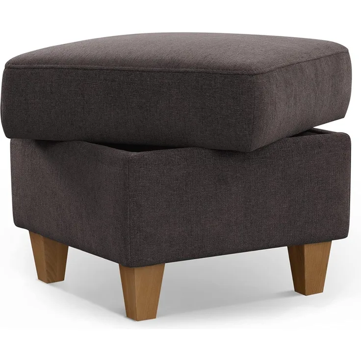 CAVADORE Stauraum-Hocker Wyk / Polsterhocker im Landhausstil, als Beistellhocker oder Fußhocker / 58 x 48 x 58 / Chenille, Braun