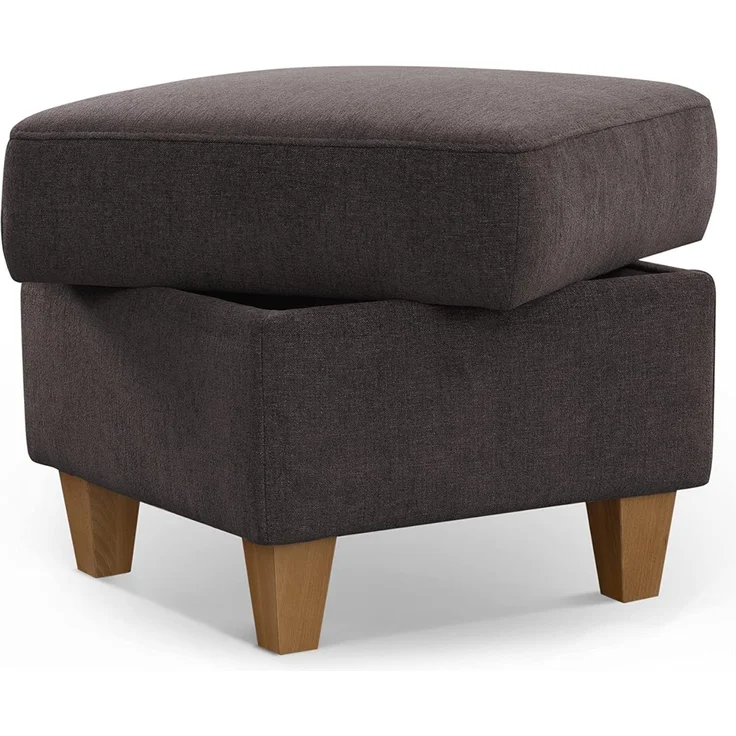 CAVADORE Stauraum-Hocker Wyk / Polsterhocker im Landhausstil, als Beistellhocker oder Fußhocker / 58 x 48 x 58 / Chenille, Braun – Bild 1