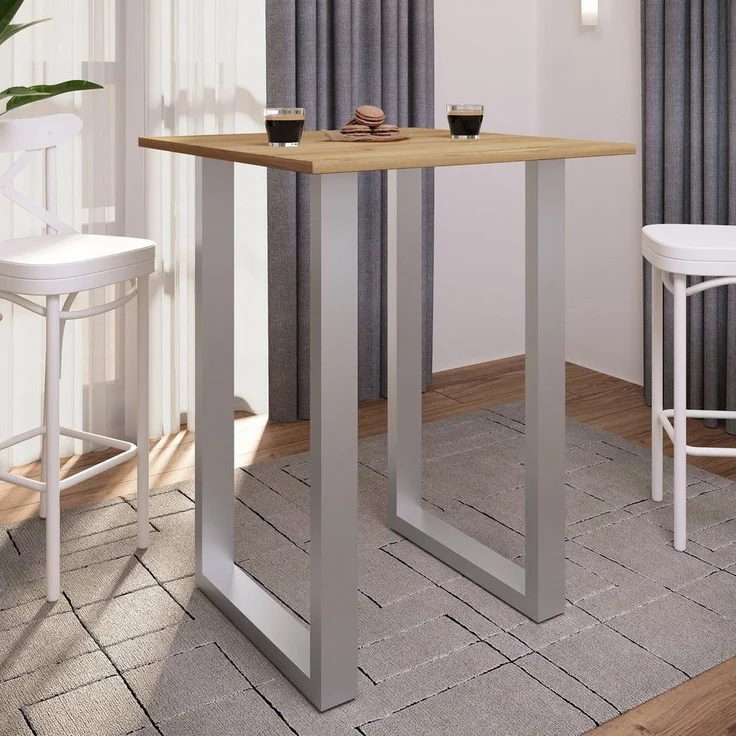 VCM Bartisch Xona 920114 Silber / Honig-Eiche H. 102 x B. 80 x T. 50 cm – Bild 1