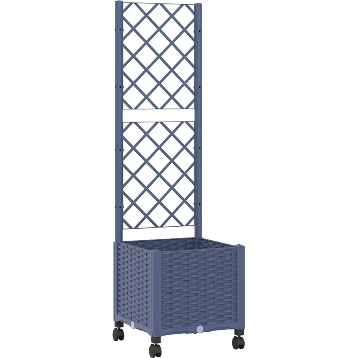 vidaXL Pflanzkübel mit Spalier und Rädern Blaugrau 40 x 40 x 146 cm PP 3422921 – Bild 2