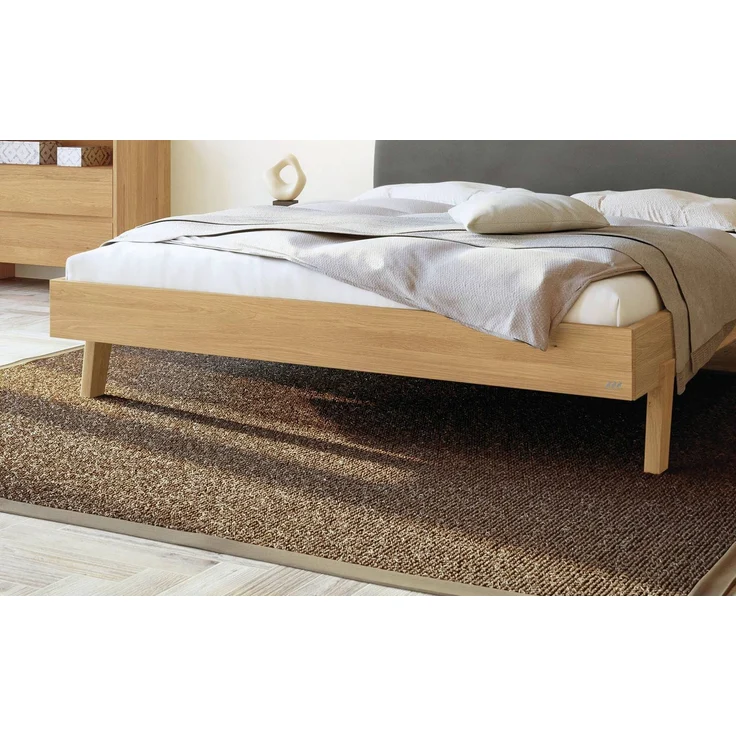 Hasena Massivholzbett Lorenzo Eiche bright, gepolstert 90x200 cm, Komforthöhe 25 cm – Trento – Bild 4