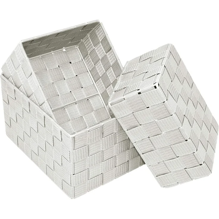 Lashuma Aufbewahrungskorb (Set, 3 St), leere Badkörbe silber rechteckig – Bild 4