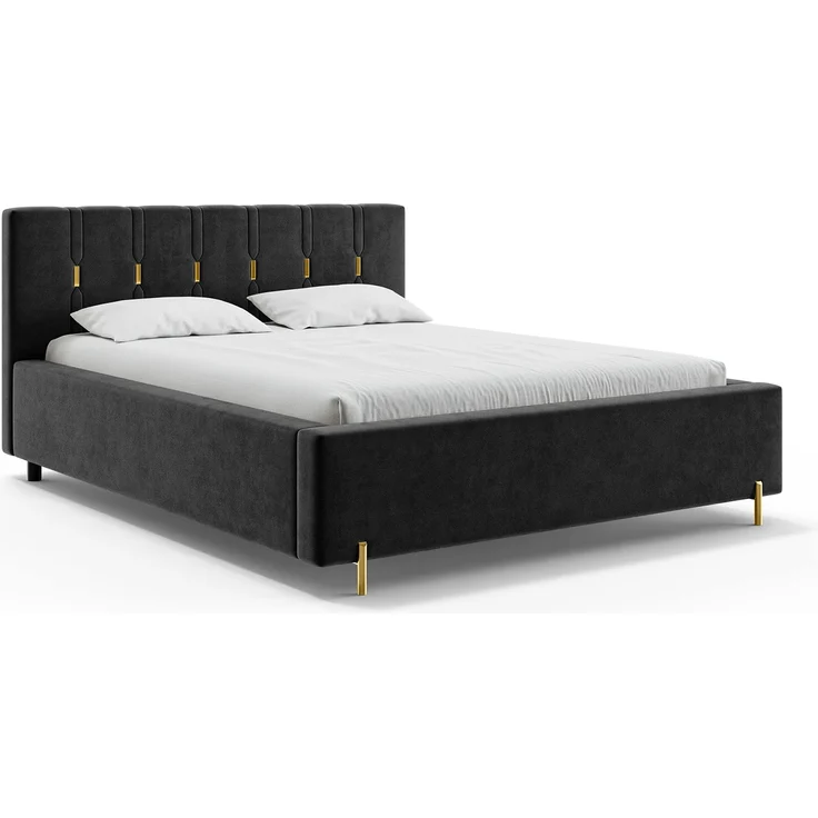 MEBLINI Polsterbett 120x200 mit Lattenrost mit Matratze – FABIO – Schwarz Samt – Doppelbett mit Bettkasten - Stauraumbett - Kopfteil Bett mit Stauraum – Bild 2