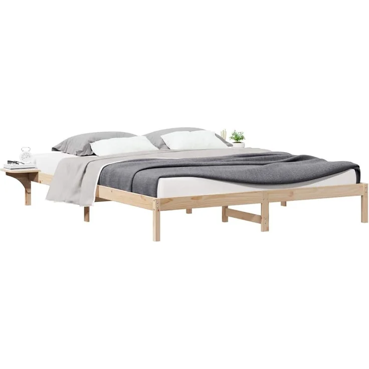 vidaXL Bettgestell mit Nachttischen Natur 200 x 210 cm 873235 – Bild 2