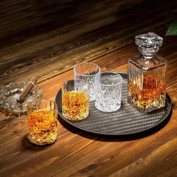 Whiskey Gläser Karaffe Set 5-teilig Bleifrei Kristallgläser 750ml – Bild 3