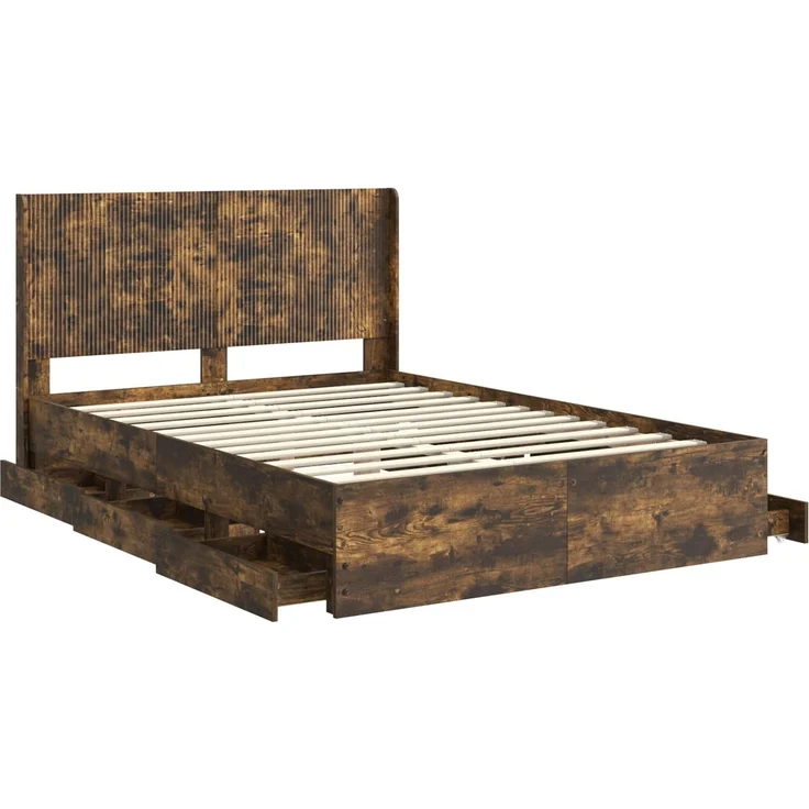 vidaXL Bettgestell mit Stauraum und Kopfteil Räuchereiche 120 x 190 cm 3413969 – Bild 5