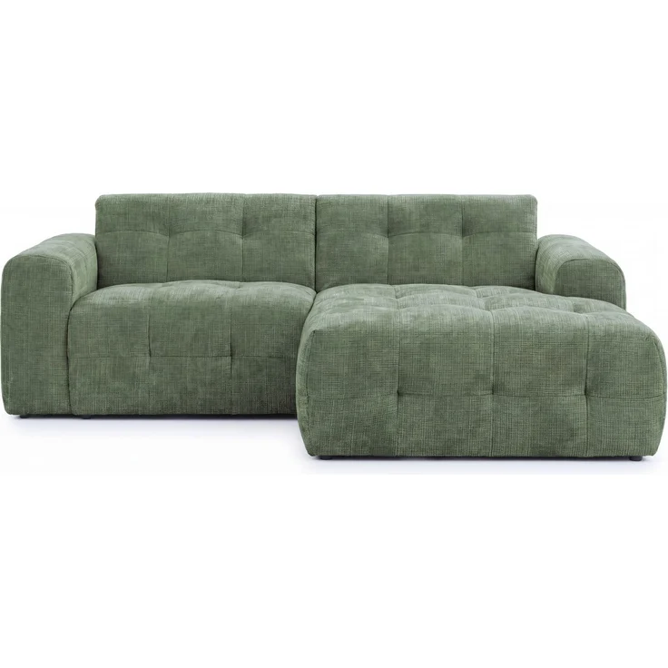 luma-home Modernes Ecksofa mit Ottomane rechts, mit markanten Steppungen, Chenille in Grün, 234 x 161 x 79cm – Bild 1