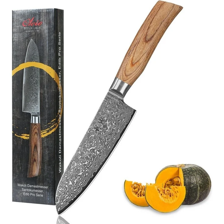 Wakoli Santokumesser EDIB Pro Damast Santoku Messer I 16cm Klinge I Pakkaholzgriff, 67 Lagen Damaststahl, VG-10 Stahlkern – Bild 5