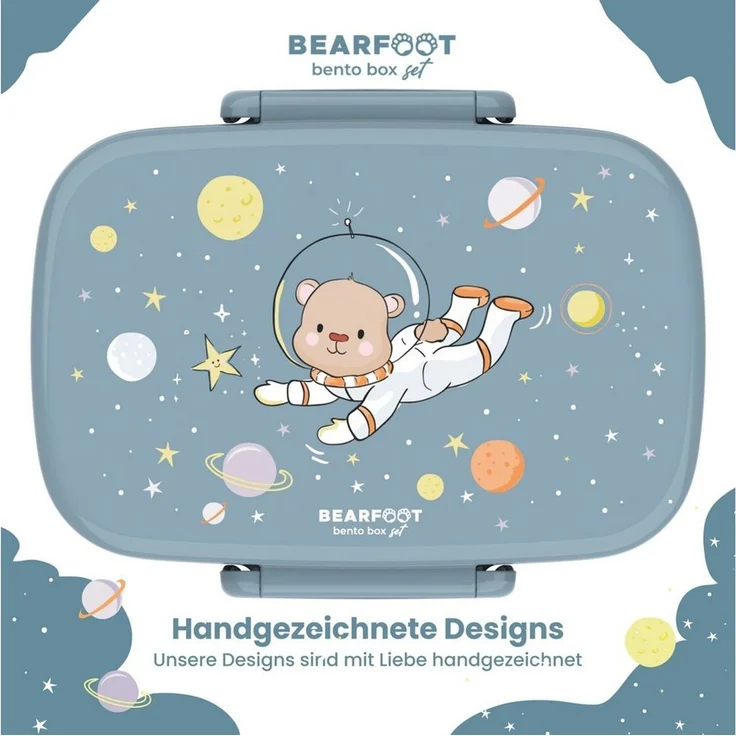 BEARFOOT Lunchbox Brotdose Kinder mit Fächern, leicht & auslaufsicher - Bär, Kindergarten und Schule - Mädchen und Jungen, Vesperbox, Snackbox – Bild 2