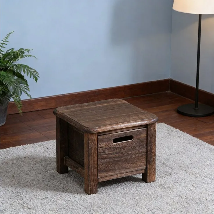 BlingBin Schuhbank Aus Massivholz mit Schublade, Eingangshocker Aufbewahrungsbank (1 Stück, 1-St, 30x30x25 cm), Ideal für Flur Und Wohnzimmer, Braun, 30cmx30cmx25cm