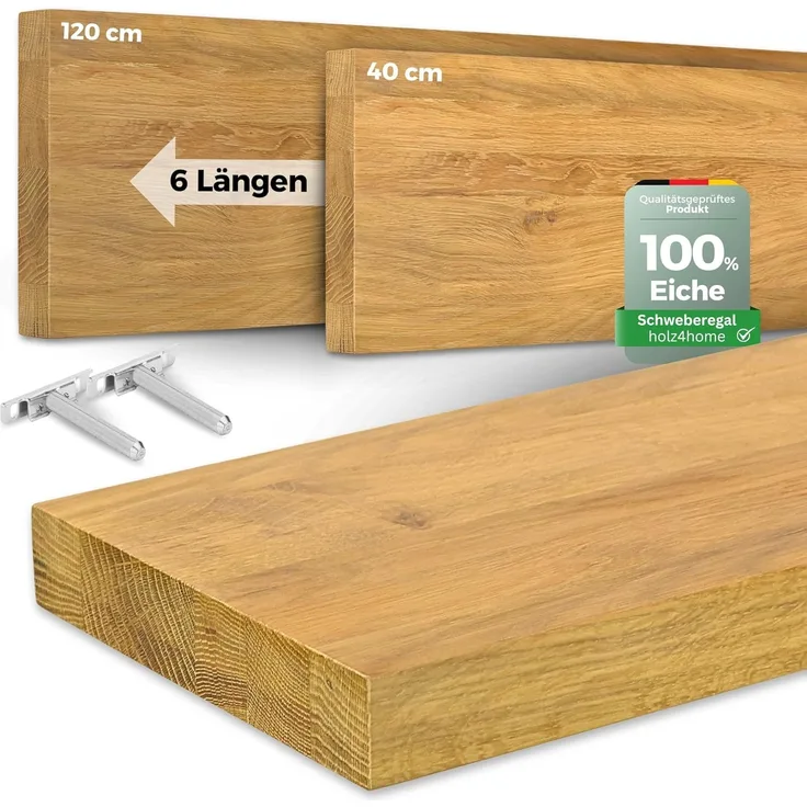 Wandregal / Regalbrett - Eiche natur - 80 x 22 x 4 cm