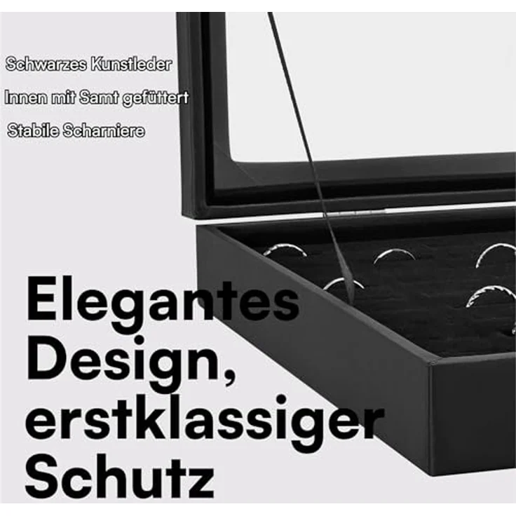 H&S Schmuckständer H&S Schmuckaufbewahrung & Ringhalter Schmuckkasten Schmuck Organizer, Schmuckschatulle groß - Ring Ohrring Aufbewahrung mit Deckel – Bild 4