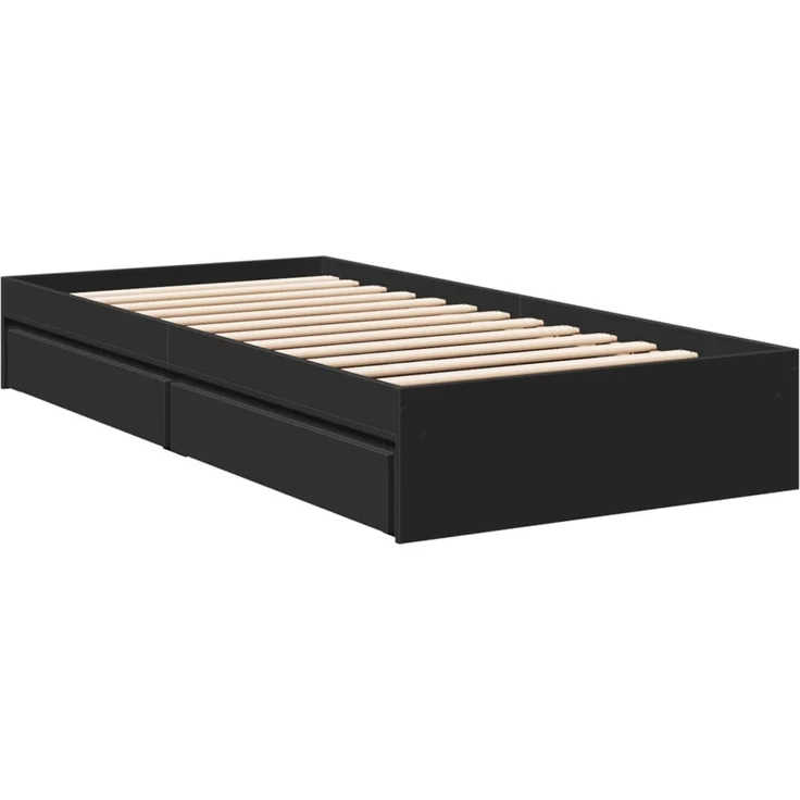vidaXL Bettgestell mit Schubladen Schwarz 100x200 cm Holzwerkstoff 3280672 – Bild 3